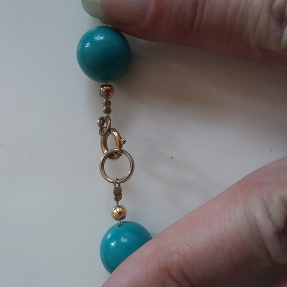 Vintage Beaded Statement Necklace, Teal - Picture 6 of 6